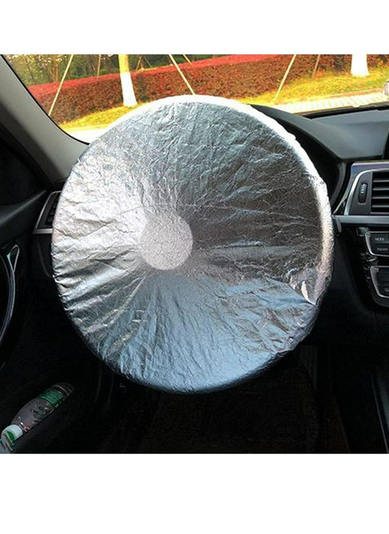 1 PC Steering Wheel Cover Sun Shade, Vehicle Sunblock With Anti-Heat Aluminum Foil, Reflective Shade For GM Wheel, UV Rays Visor Protective Cover, Silver - Image 2